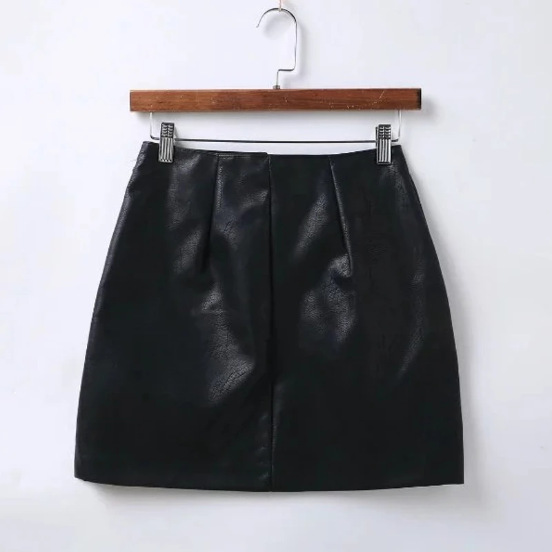 

Flower Embroidery Rivets PU Leather Skirts Women Nice Spring Summer Sexy Slim Short Punk Pencil Skirt Women Zipper Mini Skirt