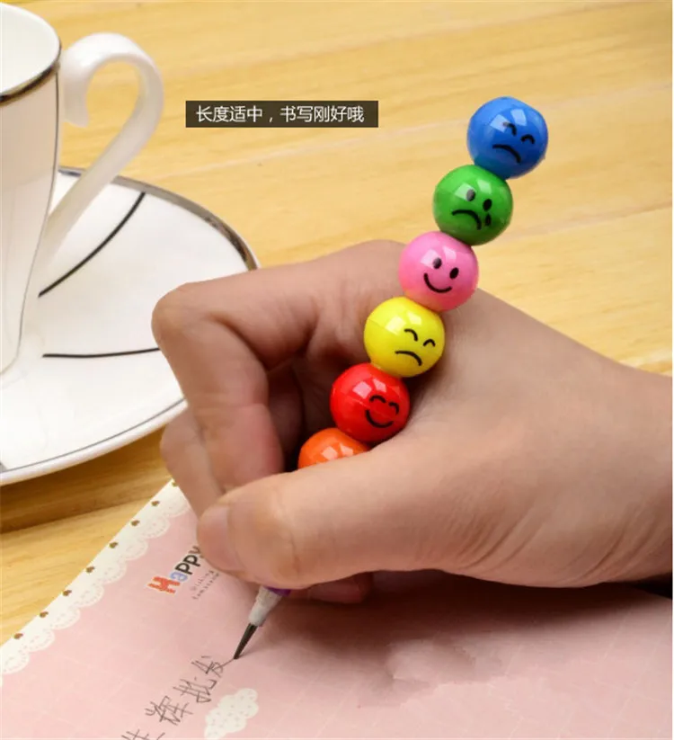 500 шт. разноцветный карандаш со смайликом из мультфильма оптовая продажа