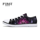 Мужские парусиновые туфли FIRST DANCE, черные классические парусиновые туфли с цветочным принтом, повседневная обувь на плоской подошве для весны, 2019