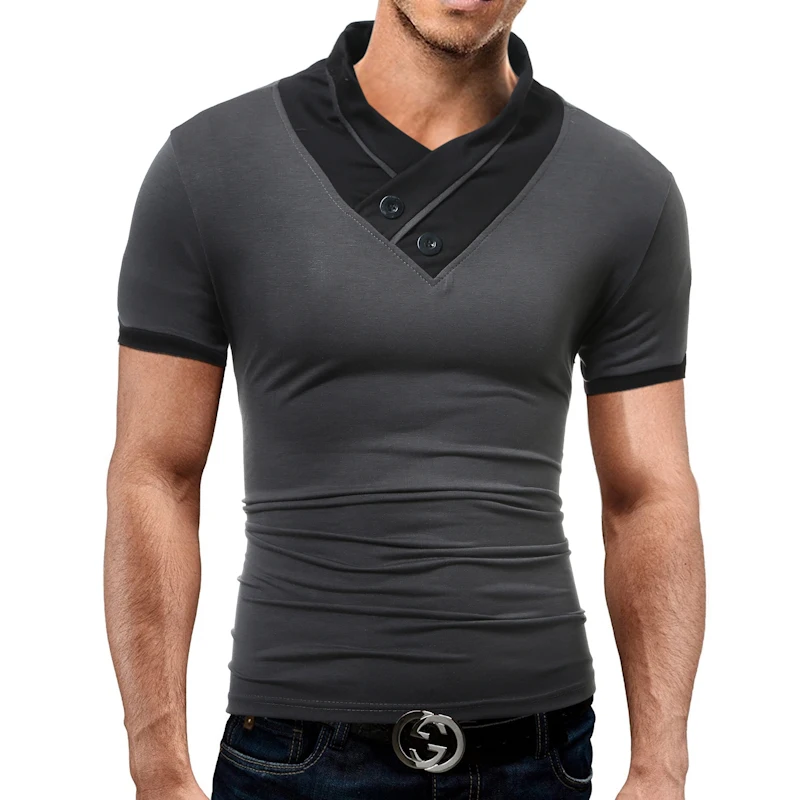 2018 Модная брендовая приталенная футболка с коротким рукавом Мужская в стиле