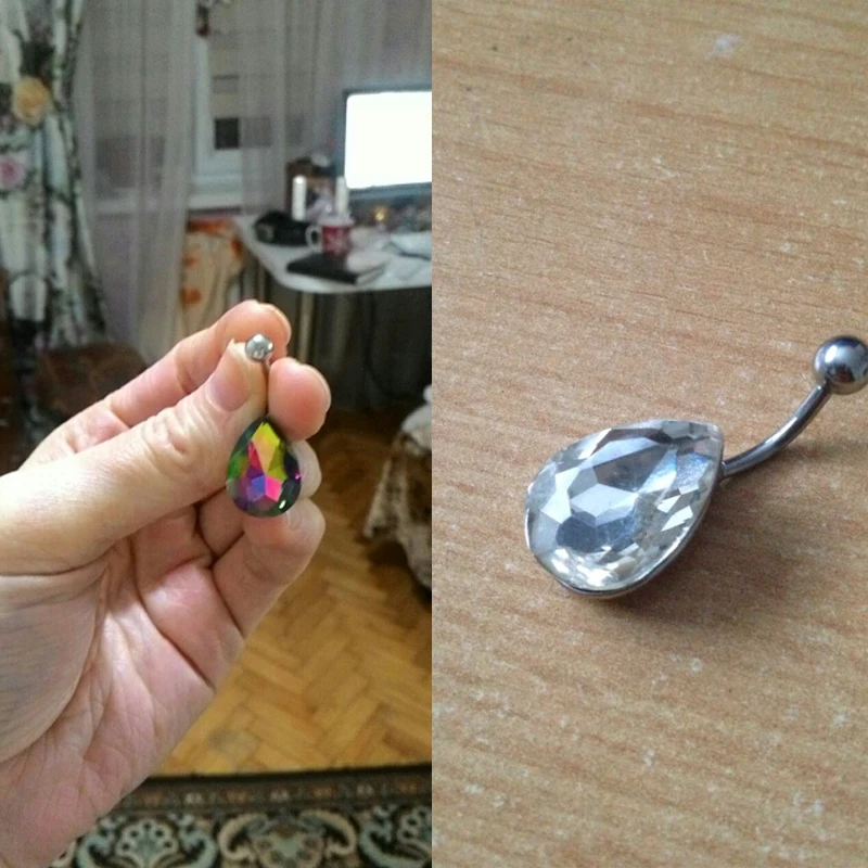 Серьги пупки женские с фианитами 16 г|navel piercing|piercing ombligoearring belly button |