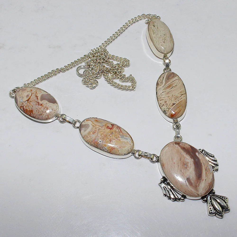 

Jaspers Necklace Silver Overlay over Copper, 50cm, N1653