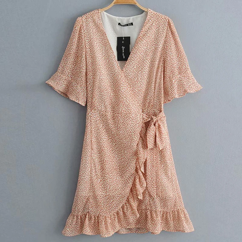 Wxwt Для женщин с высокой талией нерегулярные рюшами v-образным вырезом платье