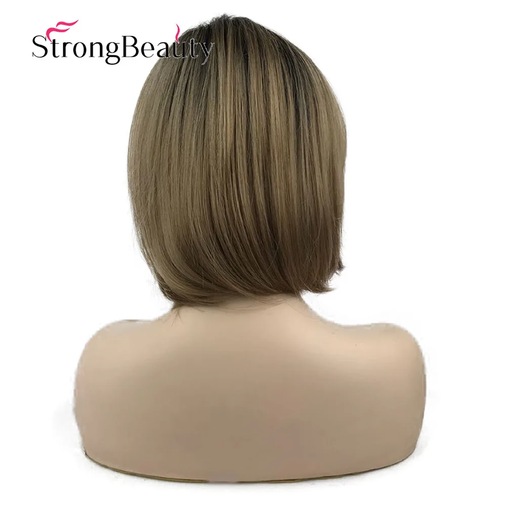 P4-22-27 StrongBeauty короткие натуральные слоистые милые прямые светлые парики ТЕПЛО ОК синтетический парик Женские повседневные волосы - Цвет: P4-22-27
