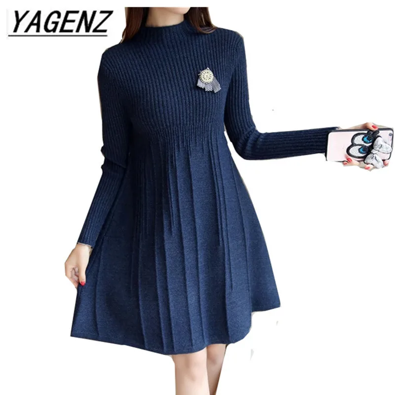 2020 Korean Knit Sweater Dress Women Clothing Autumn Winter Elegant Slim Pullover Warm Casual High quality | Женская одежда - Фото №1