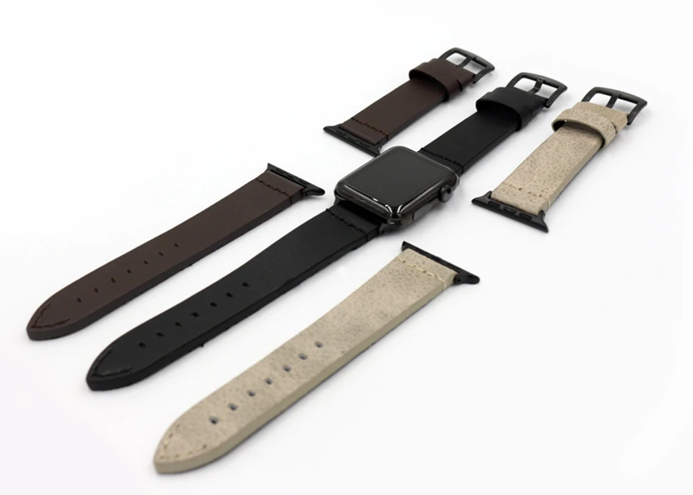 URVOI ремешок для apple watch серии 3/2/1 мягкой телячьей кожаный ремешок для наручных часов iwatch, в котором вы будете комфортно себя чувствовать классическая женская обувь черного цвета в винтажном стиле с пряжкой