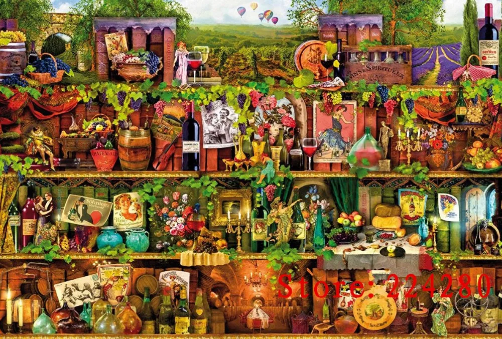 

New Needlework,Rich wine Shelf Cross sttich Scenery Handmade 14CT Canvas DIY,Cross-stitch kits,For Embroidery Art Home Decor