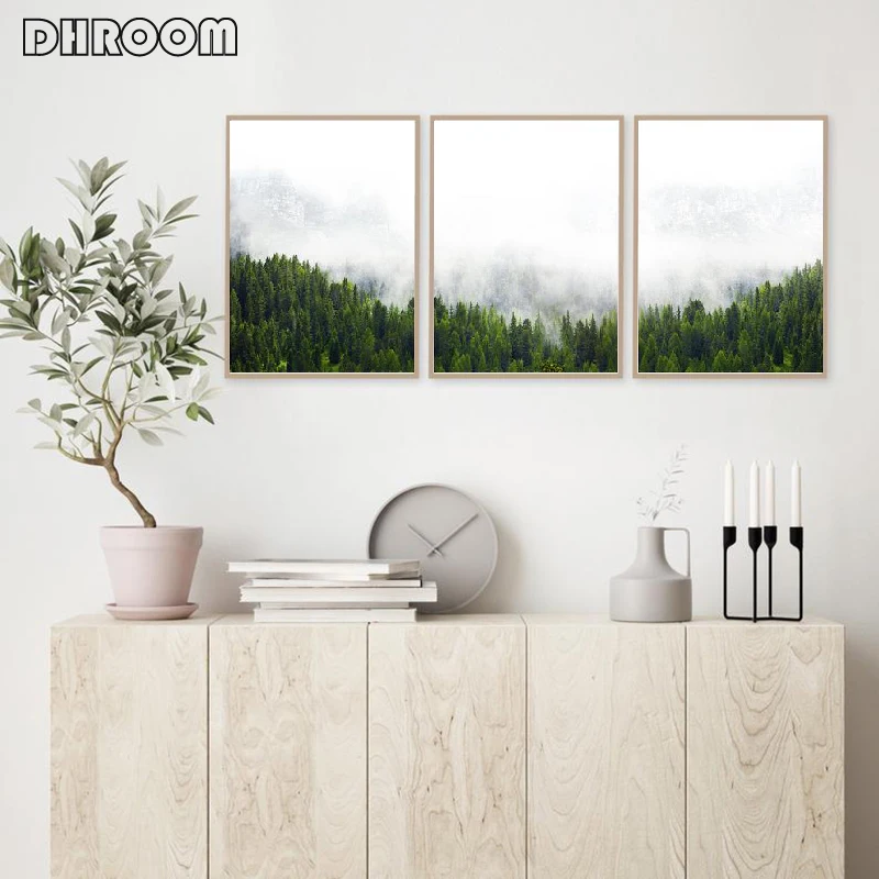 Настенные плакаты DHROOM в скандинавском стиле с изображением лесного пейзажа