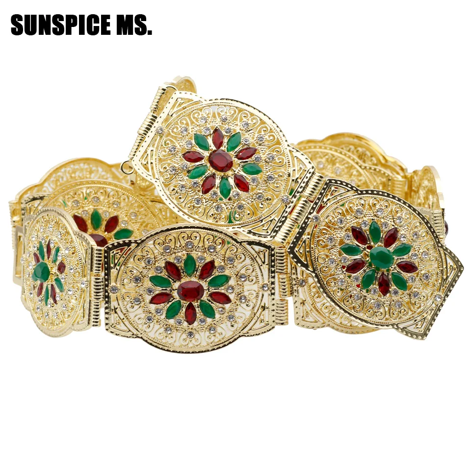 Sunspicems золотой серебряный цвет кристалл марокканский кафтан ремень для женщин