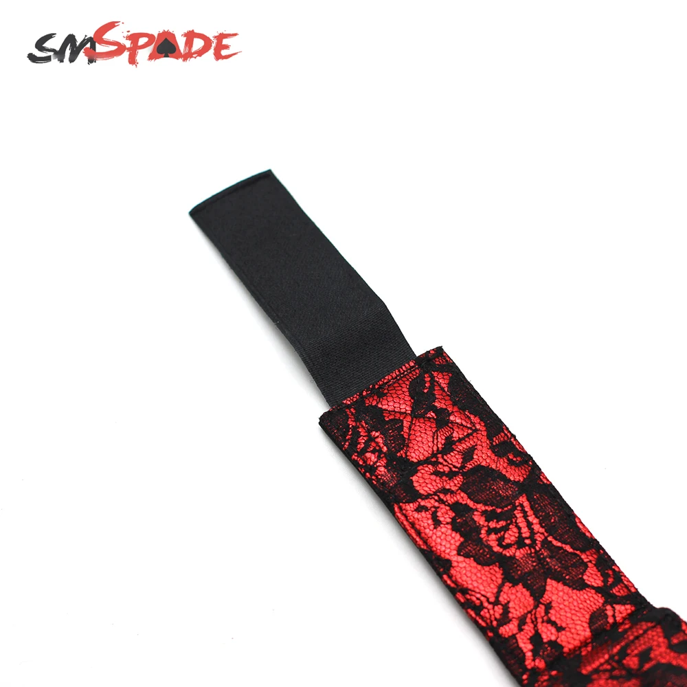 SMSPADE черный с красным кружевом PU Запястья и лодыжки манжеты удерживающая