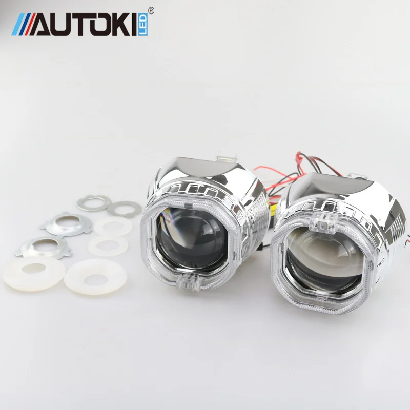 Автомобильный светодиодный проектор Autoki Angel Eyes + Bi Xenon фара глаза дьявола