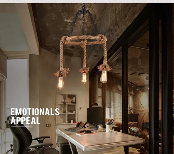 Американская Деревня ретро свеча пеньковая веревка светодиодный E27 Промышленный