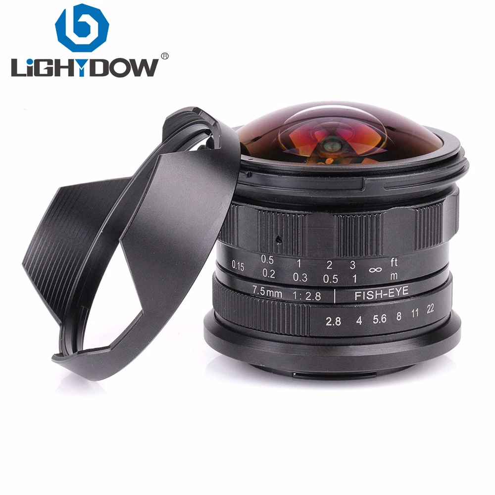 Lightdow 7,5 мм F2.8-F22 объектив рыбий глаз с ручным фиксированным фокусом Для беззеркальных камер sony E mount/FX Molunt/M4/3 Mount