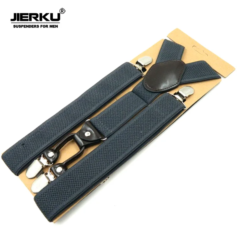 JIERKU подтяжки для женщин мужские подтяжки кожи 4 зажимы Suspensorio модные штаны ремень отец/мужа подарок tirantes Hombre JK4C09
