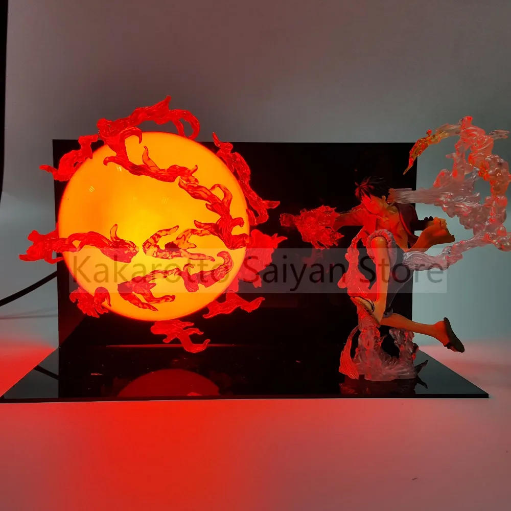 One piece Луффи ПВХ Фигурки огненный кулак DIY one piece Аниме Фигурка Светодиодная лампа Обезьяна D Луффи