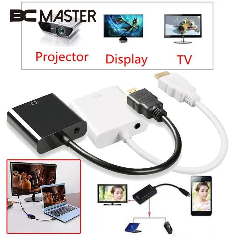Bcmaster HDMI VGA HD 1080 P с аудио Выход кабель адаптер конвертер для HDTV PC Профессиональный