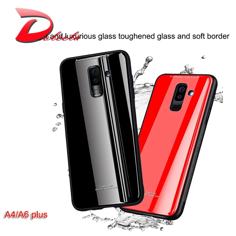 Закаленное стекло задняя чехол для телефона samsung Galaxy J4 + J6 плюс A7 (2018) a750 защитный