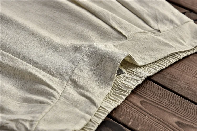 Брюки Sherhure женские свободные с высокой талией из хлопка и льна 2019|Брюки| |