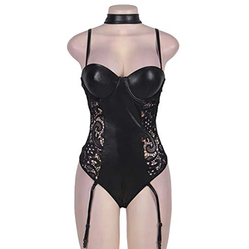 Women Plus Size Lace Teddies Lingerie Faux Leather Body Shape Corset Garter Leotard Nightwear Clothing Waist Cincher | Женская одежда
