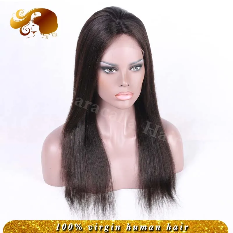 Soft Silky Straight Full Lace Human Hair Wigs Stock Brazilian Front Wig Bleached Knots Virgin Glueless | Шиньоны и парики