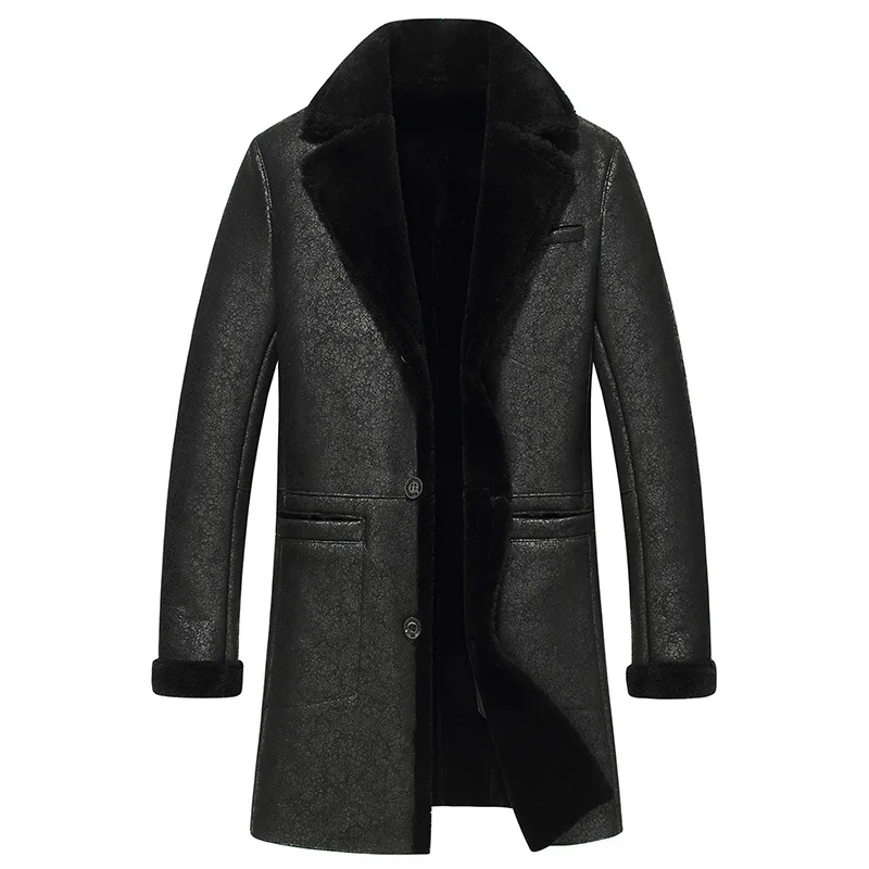 Мужская кожаная куртка пальто из 100% шерсти овечьей кожи Куртки искусственной