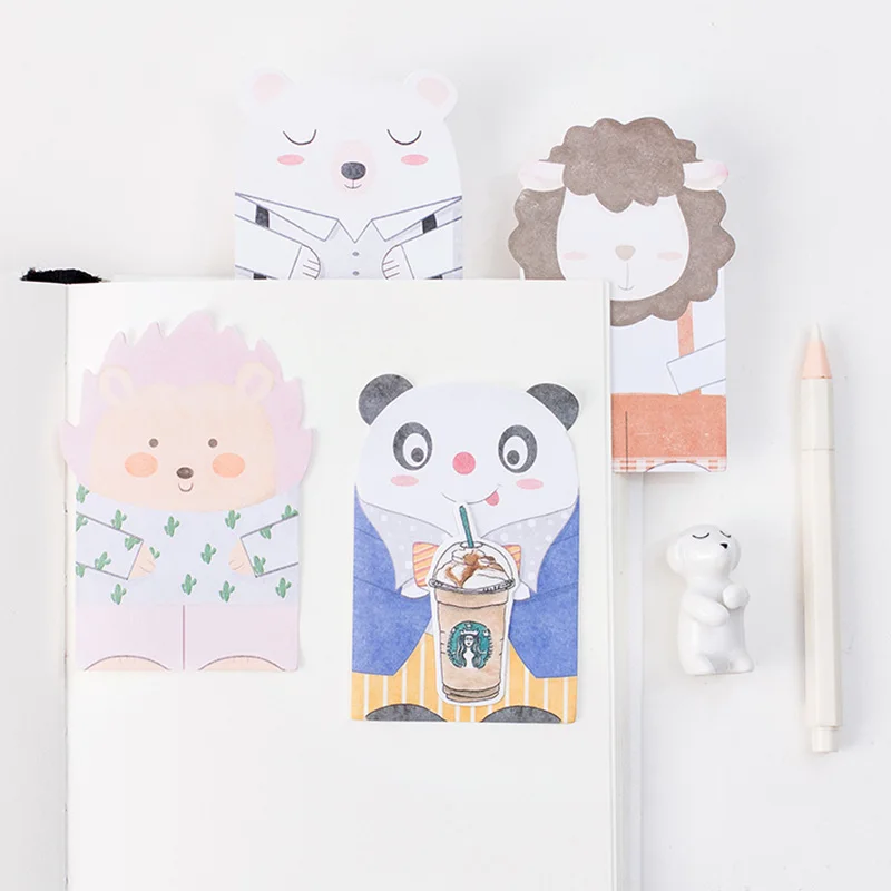 4 шт./лот милые животные Липкие заметки панда Медведь овца Памятка наклейки