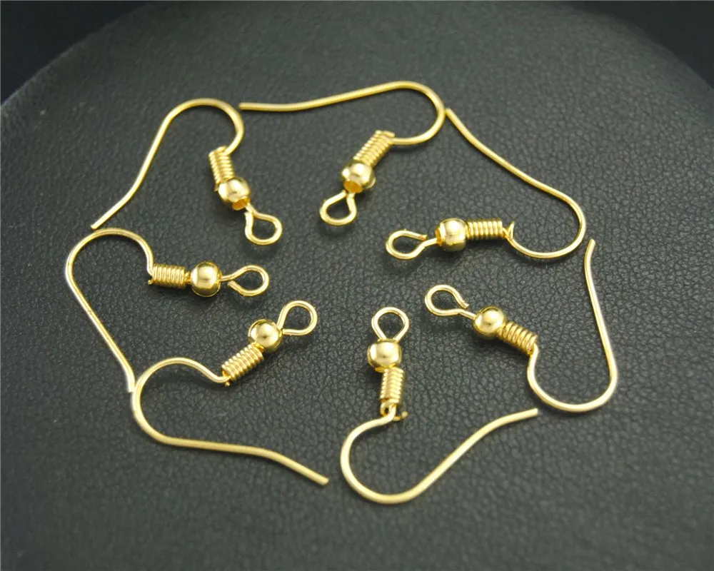 50 шт. Разноцветные серьги-крючки французские наушники с шариком и катушкой.