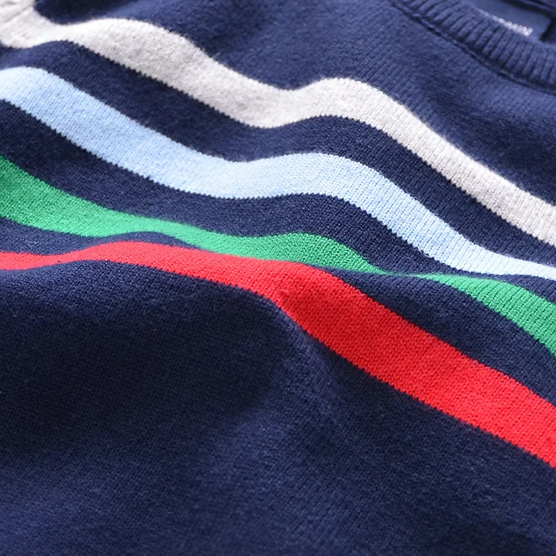 Повседневный свитер для мальчиков пуловер теплый осенний детский в полоску