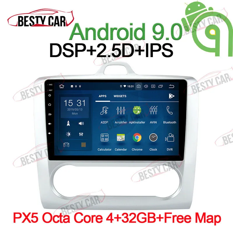 9 &quotAndroid 0 Автомобильный мультимедийный плеер стерео радио для Ford Focus 2 3 Mondeo Galaxy S max