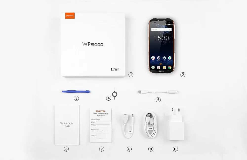 Смартфон Oukitel Wp5000 Ip68 Seal 6 Gb 64 Gb 5200 Mah 5," 18: 9 дисплей Helio P25 Octa Core 4G отпечаток пальца 9 V/2A