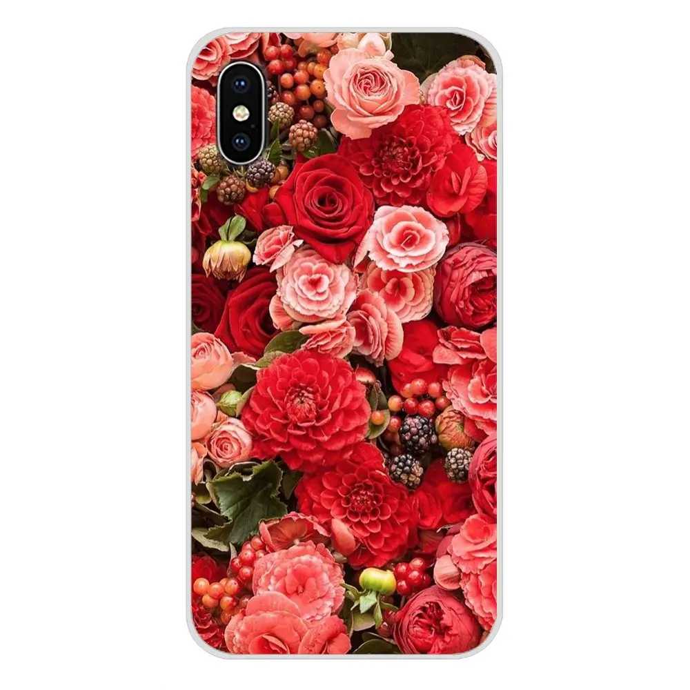 Красивый садовый прозрачный чехол из ТПУ с красными розами для Xiaomi Mi6 A1 5X 6X Redmi Note 5
