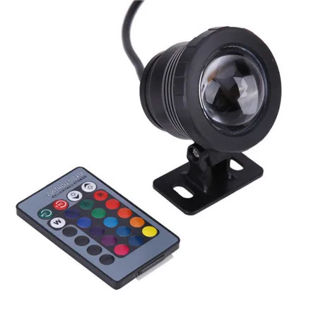 Kaigelin 10 Вт AC/DC 12 V свет RGB для использования в грунтовых водах светодиодный светильник Multi Цвет IP68 Водонепроницаемый светодиодный фонтан вечеринка в бассейне Лампа ИК-пульт дистанционного управления Управление - Испускаемый цвет: Black Shell