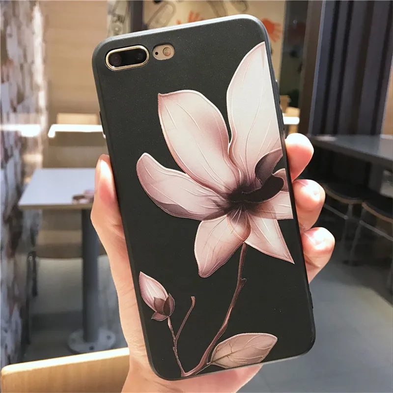 Чехол из ТПУ для iPhone 7 чехлы с матовыми рельефными цветами XR XS Max 6S 6 8 Plus SE мягкие