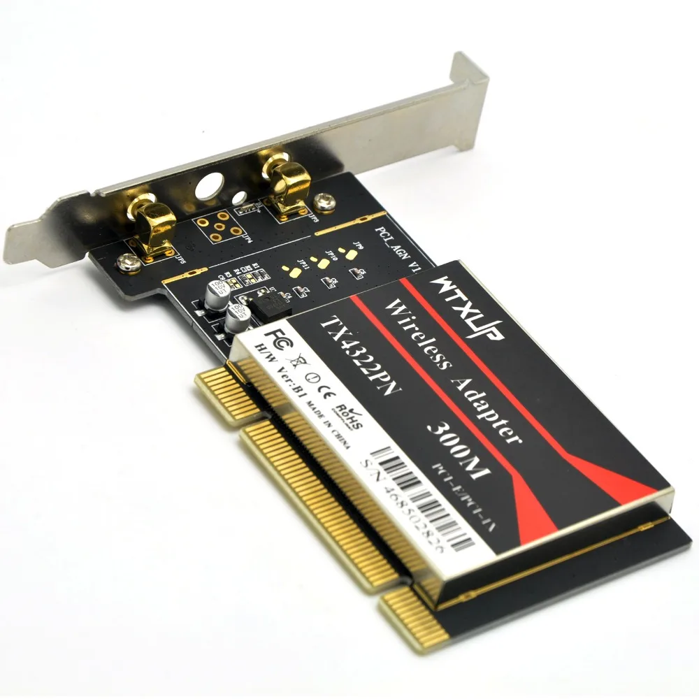 WTXUP Broadcom BCM4322 802.11n 300 Мбит/с Беспроводная PCI WLAN карта настольный WiFi адаптер для