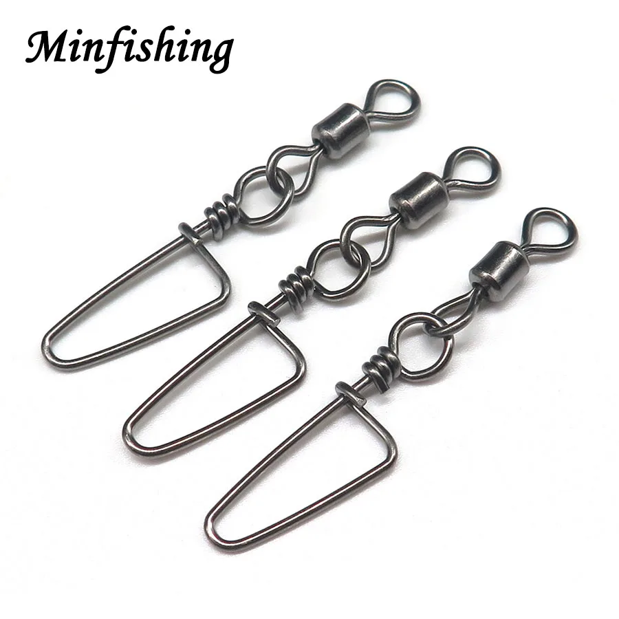 Minfishing 200 шт. рыболовный вертлюг с защелкой MS + HX вращающийся искусственным
