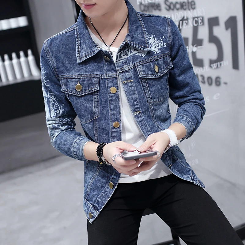 Новая мода горячая Распродажа бренд 2017 Мужская Повседневная Джинсовая Верхняя