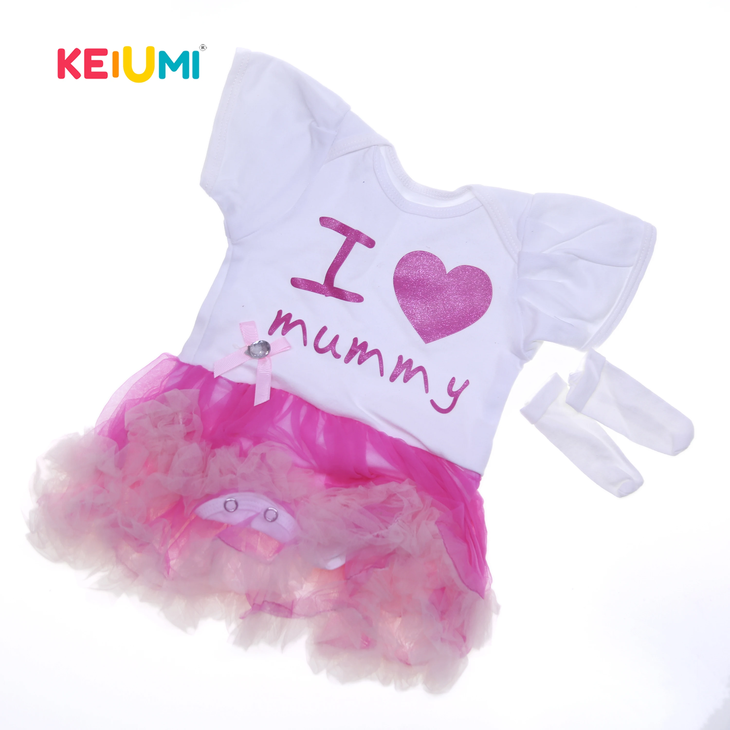 Милое платье для куклы KEIUMI с мультяшным сердцем костюм реборн 22 23 дюйма комплекты