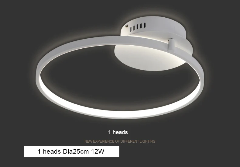 1 head Dia20cm 12W Новое поступление, круглые кольца, дизайнерские современные светодиодные потолочные лампы, лампа для гостиной, спальни, пульт дистанционного управления, потолочные светильники - Цвет корпуса: 1 head Dia20cm 12W