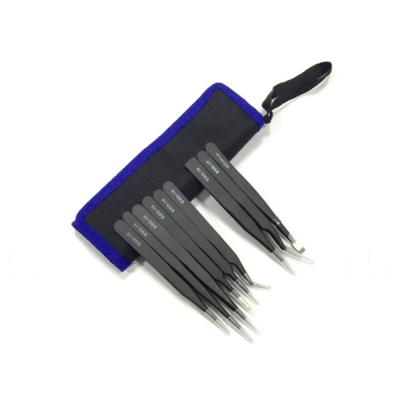 9 шт. антистатические пинцеты из нержавеющей стали набор инструментов для