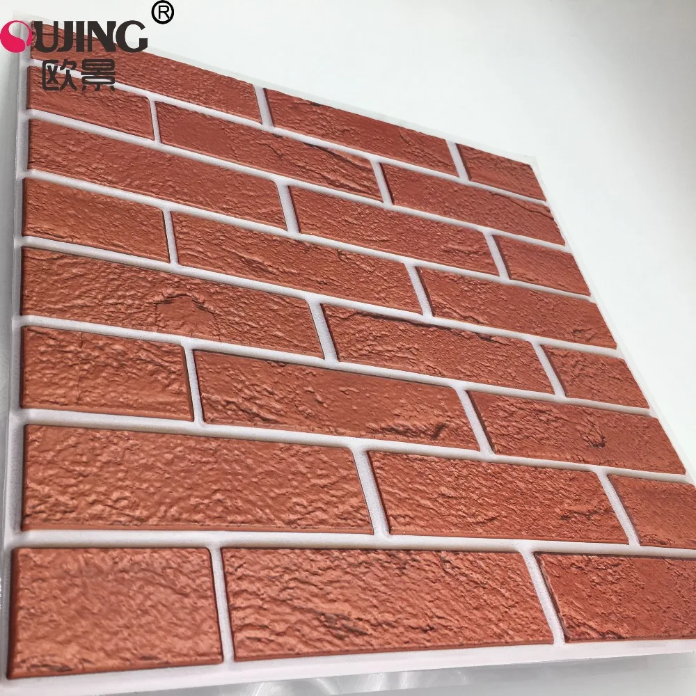 30*30 см * 10 шт 3D красного кирпича узор тиснением Плитки стены Стикеры Ресторан шкаф