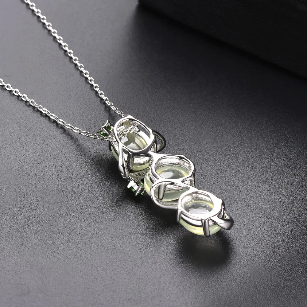 Hutang 9.57ct натуральный Prehnite женский кулон драгоценный камень диопсид Твердые 925 пробы Серебряная цепочка Изящные кубические элегантные ювелирные изделия подарок