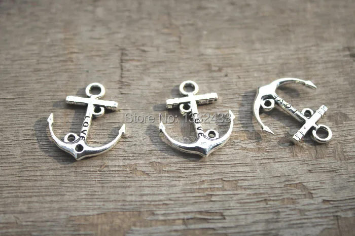 

20 шт. -- Якорные Подвески, античные серебряные Очаровательные Подвески якорь 19x22мм