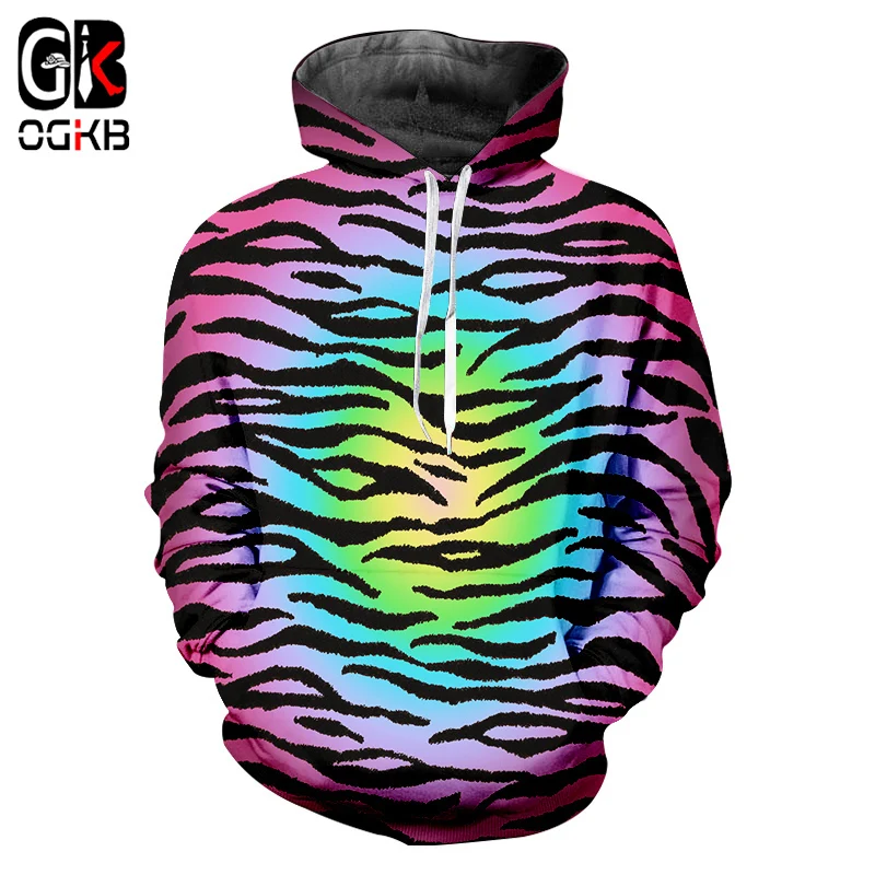 

OGKB Men's Casual Hoodies Cool Print Colorful Leopard 3D Sweatshirt Hoody Man Hiphop Streetwear Tracksuits Couple Hooded Hoody