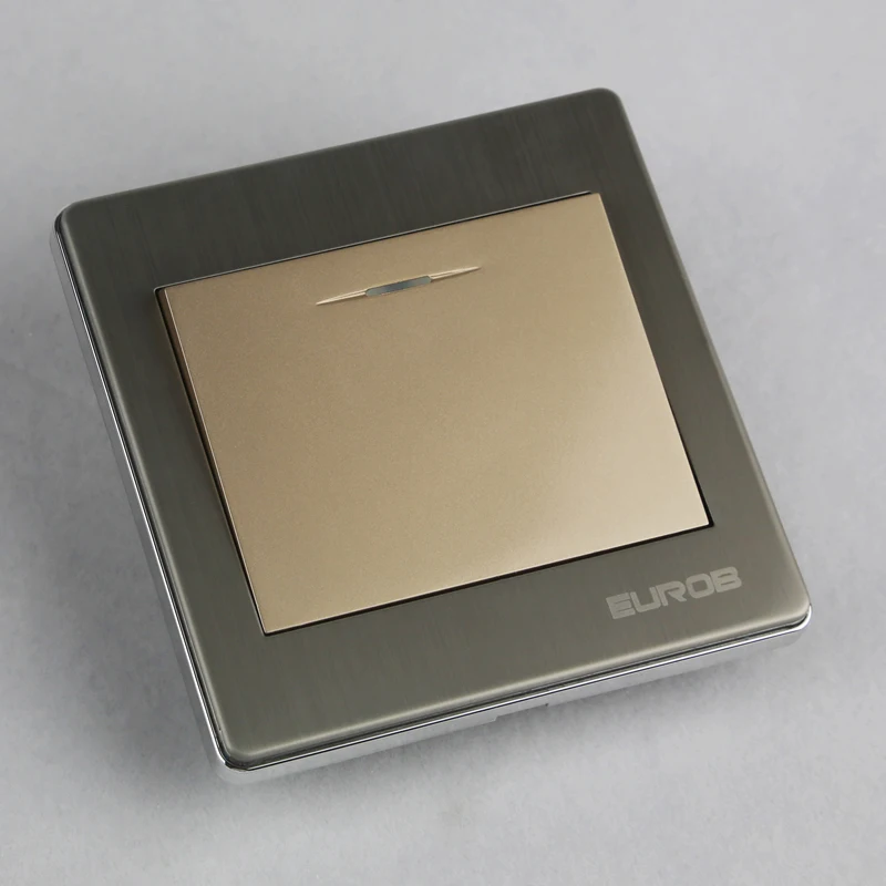 Золотистый настенный выключатель серии E9 из матовой нержавеющей стали с