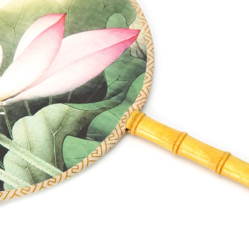 Бамбуковый ручной вентилятор в китайском стиле Круглый складной Шелковый