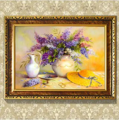 

Needlework,DIY Ribbon cross stitch sets for embroidery kit,beautiful Purple lilac flowers Cross-Stitch handwork house decor