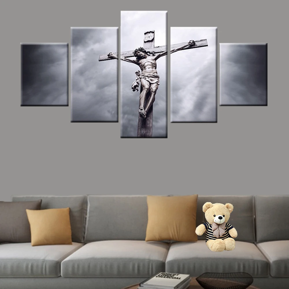 HD печати 5 шт. Иисус крест модуль картина плакат wall art Холст современная живопись