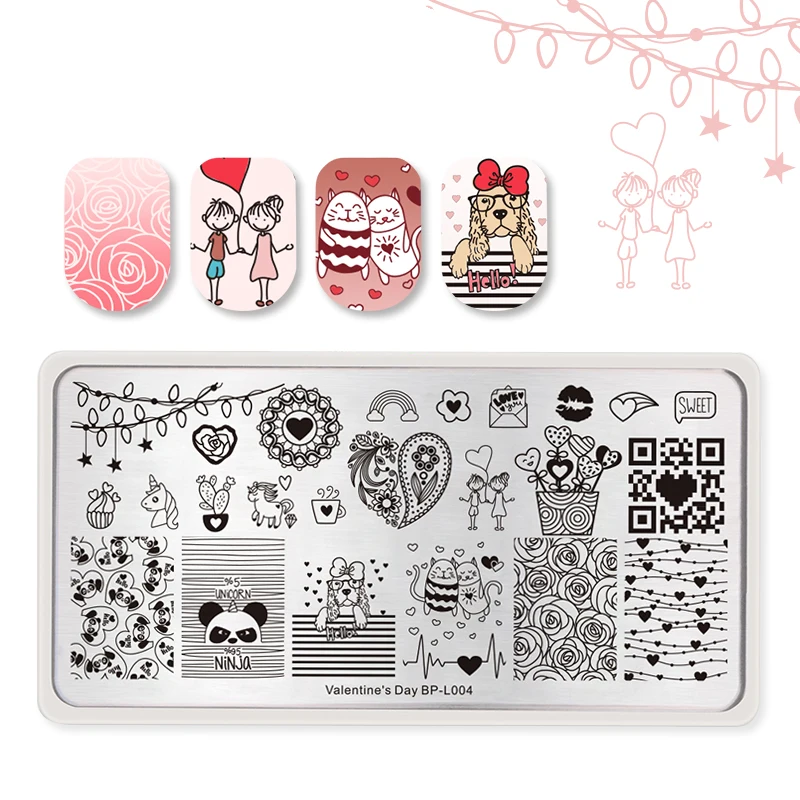 BORN PRETTY 1 шт. штампованные пластины прямоугольная линия розовый слой шаблон DIY