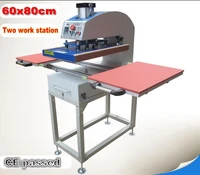 60x80cm large size pneumatic two work station heat press machine sublimation heat transfer t shirt printing machine