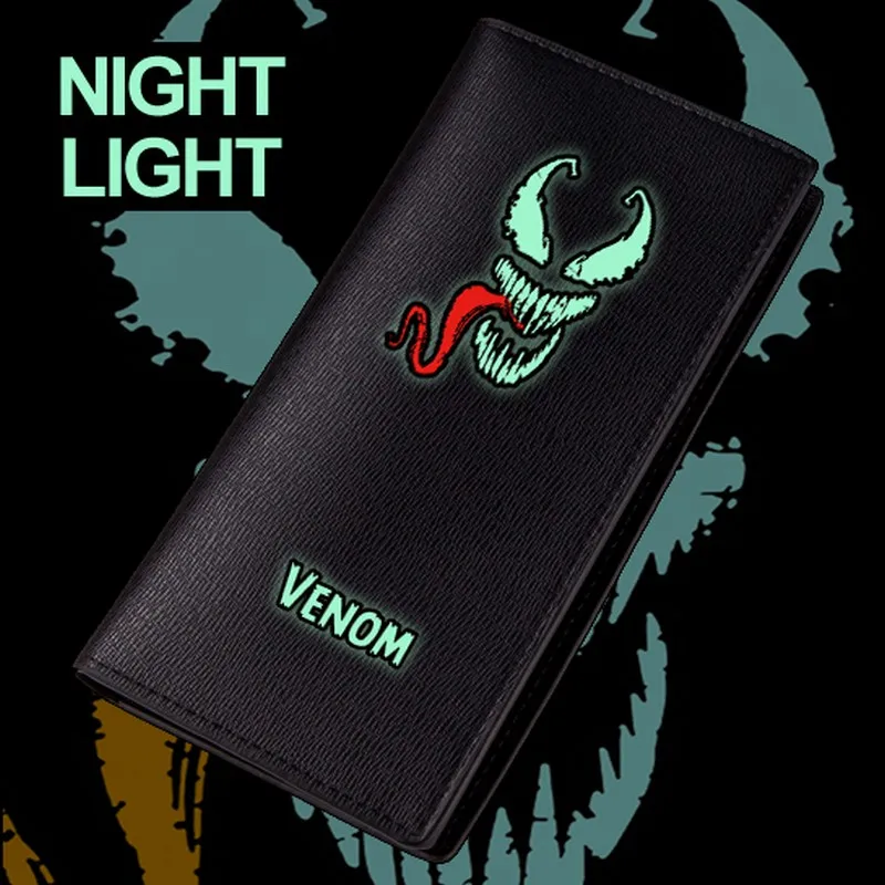 Long-Night Light Кошелек MeanCat Marvel, супергерой, серия Deadly Guardian Venom, кошельки из искусственной кожи, длинные/короткие, размер с подсветкой - Цвет: Long-Night Light